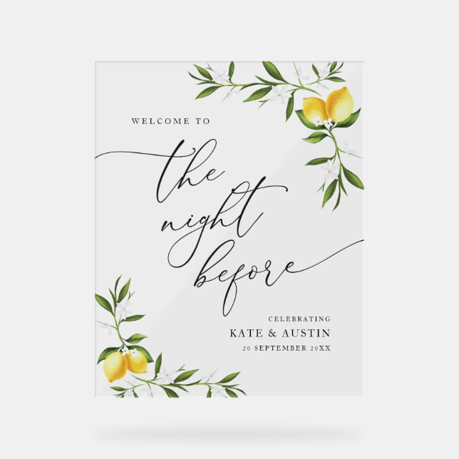 Señal Acrílica agua de limón noche de vegetación antes (Anverso)