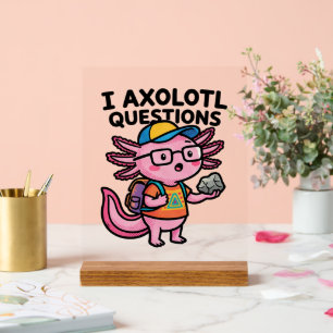 Señal Acrílica Ajolote nerd sarcástico I Preguntas de ajolote Mem