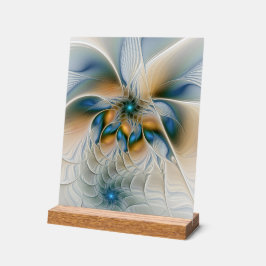 Señal Acrílica Alarmante, Abstracta Fantasía Fractal Art Con Azul