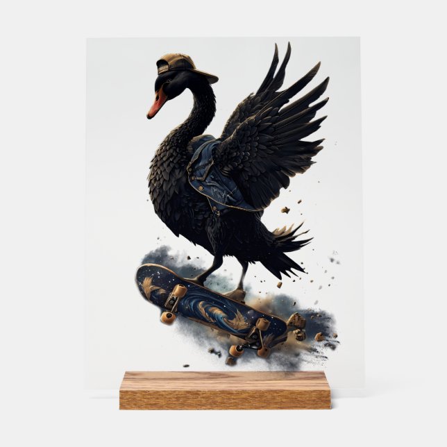 Señal Acrílica Alas de la libertad el cisne negro en el patinaje. (Anverso)