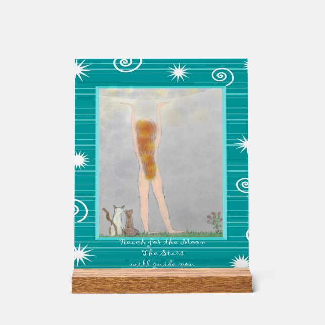 Señal Acrílica Alcanzar la luna las estrellas te guiarán (Anverso)