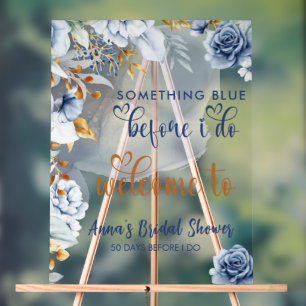 Señal Acrílica Algo Azul Antes de Hacer Floral Bienvenida