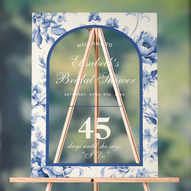 Señal Acrílica Algo Azul Elegante Chinoiserie Despedida de Solter (Neutral )