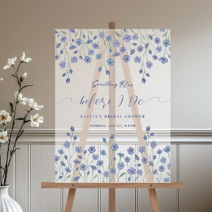 Señal Acrílica Algo Azul Floral Antes de Hacer Desayuno de Novia