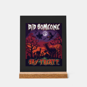Señal Acrílica ¿Alguien dijo regalo Halloween Alpaca Bruja Luna
