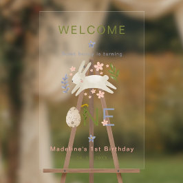 Señal Acrílica Algun Conejo Está Cumpliendo Un Año Fiesta de Cump