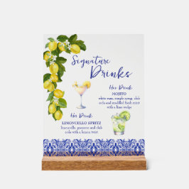 Señal Acrílica Amalfi Coast I Italian Lemon & Blue Tile Drinks