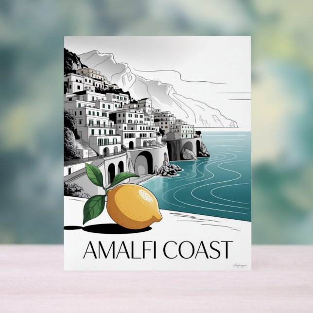 Señal Acrílica Amalfi Coast Minimalist Line Art (Neutral )