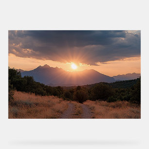 Señal Acrílica Amanecer de Montaña Rocosa