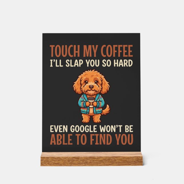 Señal Acrílica Amante de café Cockapoo divertido (Anverso)