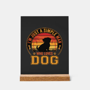 Señal Acrílica Amante de los Perros Hombre Simple Retro Atardecer