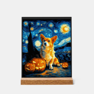 Señal Acrílica Amantes de perros Corgi Pintura de la noche estrel