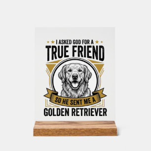 Señal Acrílica Amigo Verdadero Retriever Dorado Vintage Amante Pe