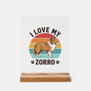 Señal Acrílica Amo a mi Zorro Diseño Vintage Amante de los Perros