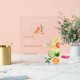 Señal Acrílica Amor Al Primer Spritz   Bebida de firma