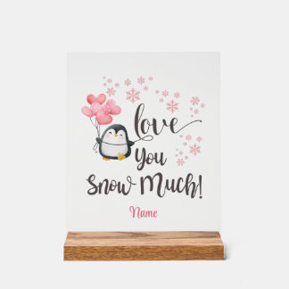 Señal Acrílica Amor - Cute San Valentín pingüino personalizado