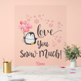 Señal Acrílica Amor - Cute San Valentín pingüino personalizado