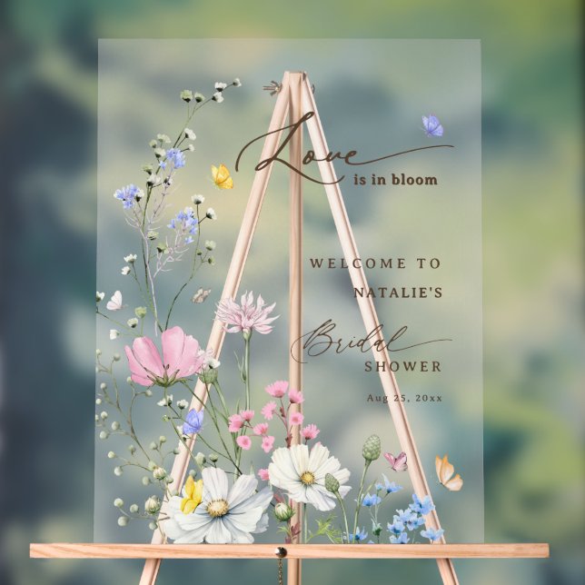 Señal Acrílica Amor Floral Rosa en Flor Invitación de Despedida d (Neutral )