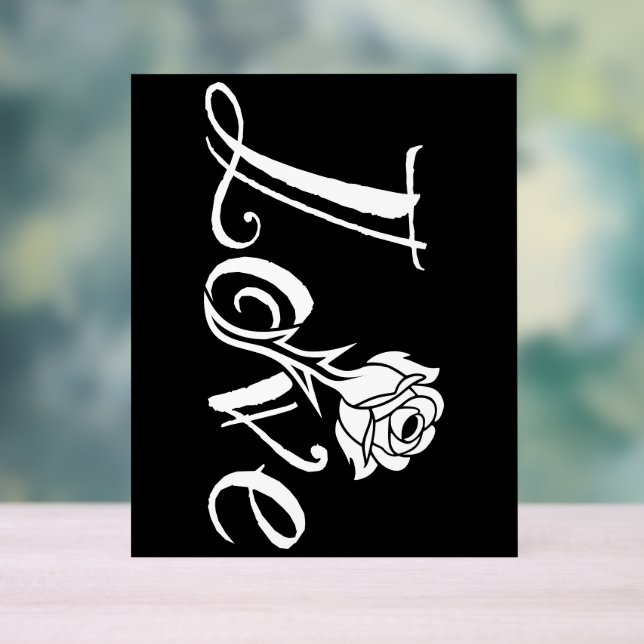 Señal Acrílica Amor floreciente: Tipografía con giro floral (Neutral )
