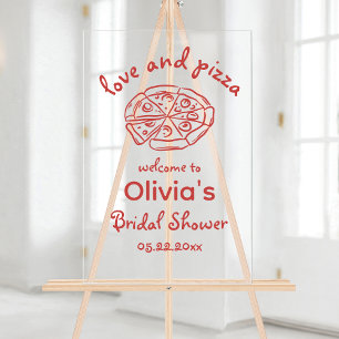 Señal Acrílica Amor y Pizza Bridal Shower Caprichoso