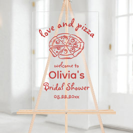 Señal Acrílica Amor y Pizza Whimsical Bridal Shower
