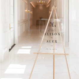 Señal Acrílica Ampersa negra y blanca e invitación a la boda mode