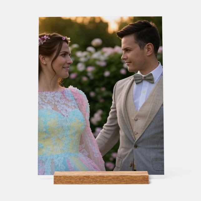 Señal Acrílica Añadir Personalizar de fotografía Boda (Anverso)