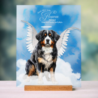 Señal Acrílica Ángel de perro de montaña de Bernese con nombre Ma