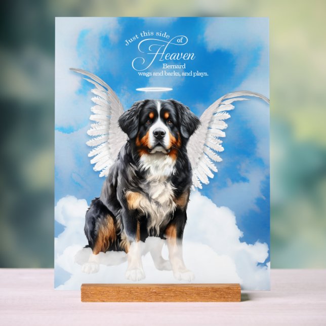 Señal Acrílica Ángel de perro de montaña de Bernese con nombre Ma (Neutral )