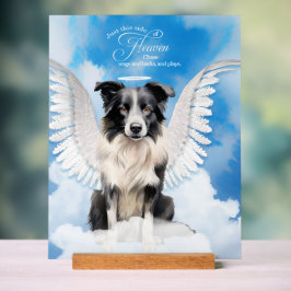 Señal Acrílica Ángel del perro collie de la frontera con memorial