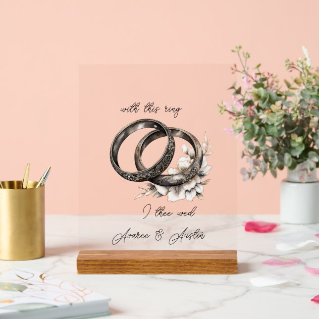 Señal Acrílica Anillos y flores bodas (Boda)