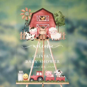 Señal Acrílica Animales de granja, Animales adorables, Bienvenida