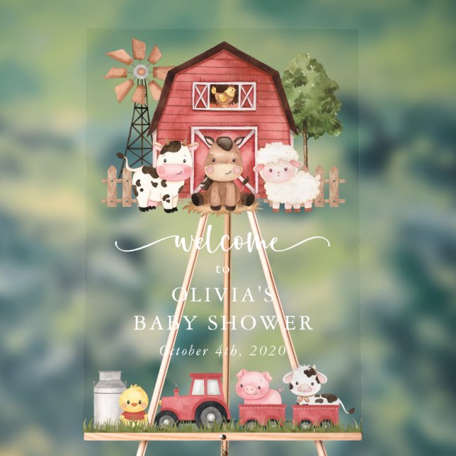 Señal Acrílica Animales de granja, Animales adorables, Bienvenida (Neutral )
