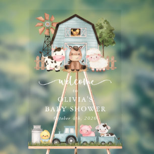 Señal Acrílica Animales de granja, Animales lindos, Bienvenida en