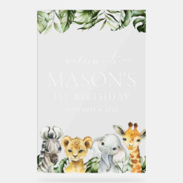 Señal Acrílica Animales de la jungla, Safari, salvaje, bienvenida