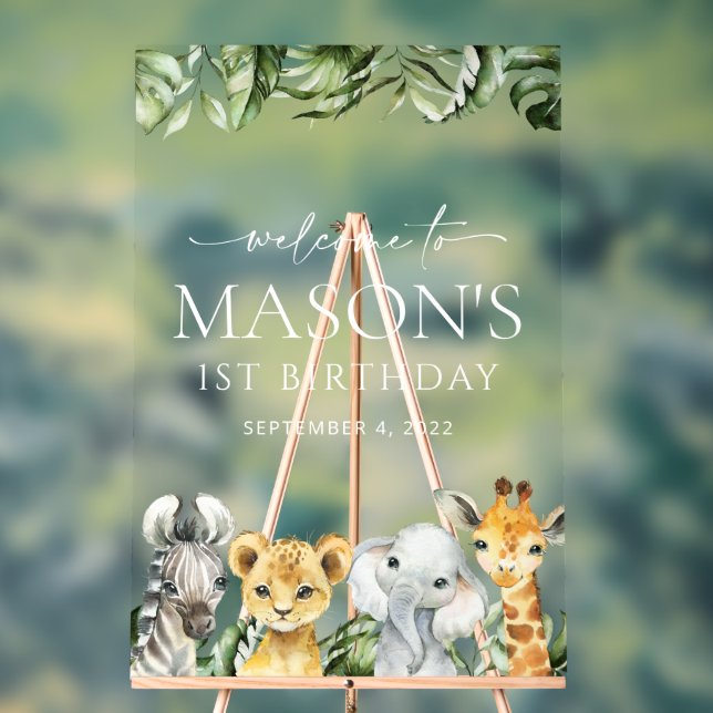 Señal Acrílica Animales de la jungla, Safari, salvaje, bienvenida (Neutral )