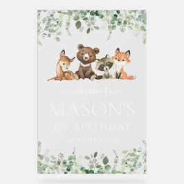 Señal Acrílica Animales de Woodland, Bosque, Primera Bienvenida d