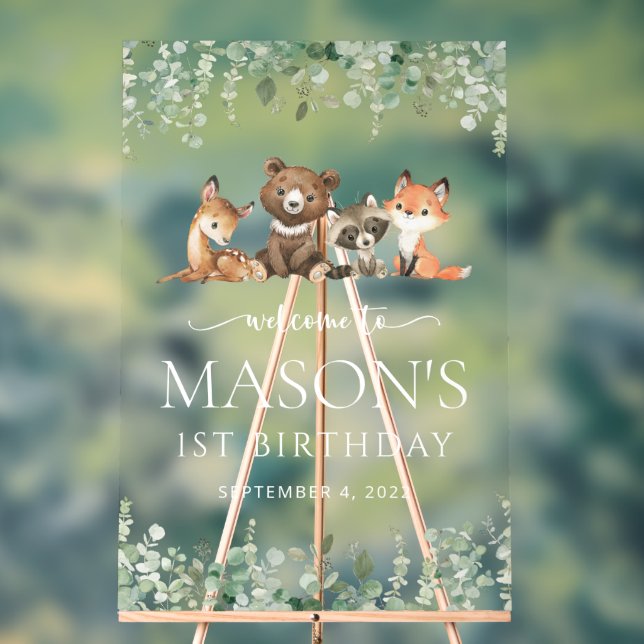 Señal Acrílica Animales de Woodland, Bosque, Primera Bienvenida d (Neutral )