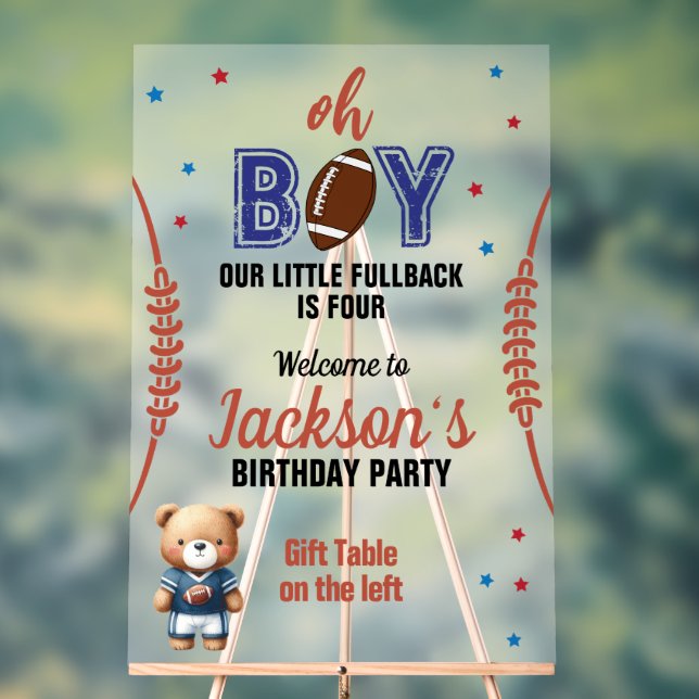 Señal Acrílica Aniversario del tema del fútbol de Oh Boy (Neutral )