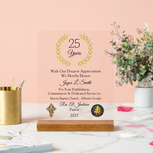 Señal Acrílica Años de servicios de la Iglesia (Boda)