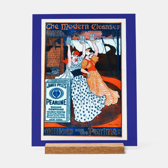 Señal Acrílica "Anuncio Antiguo de Limpiador Pearline" (Anverso)