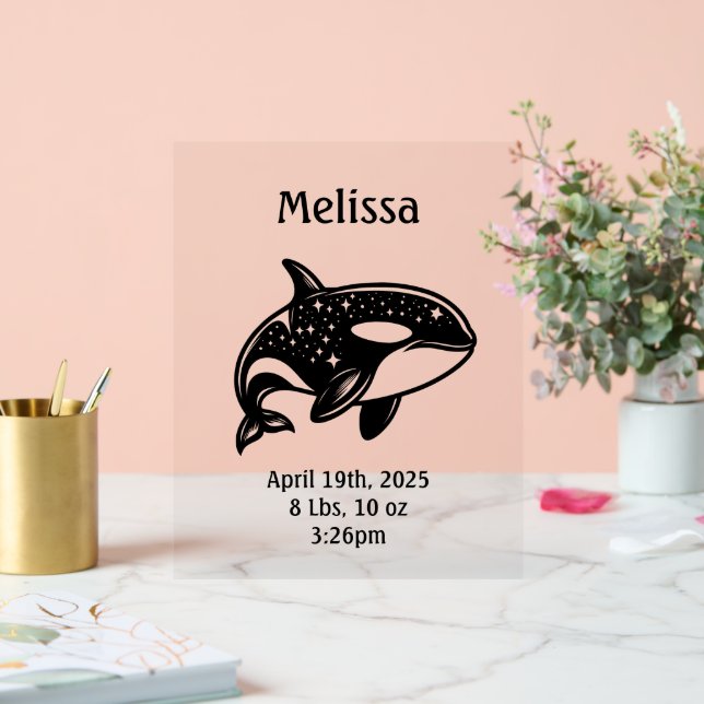 Señal Acrílica Anuncio de nacimiento de ballena Starry Killer (Boda)