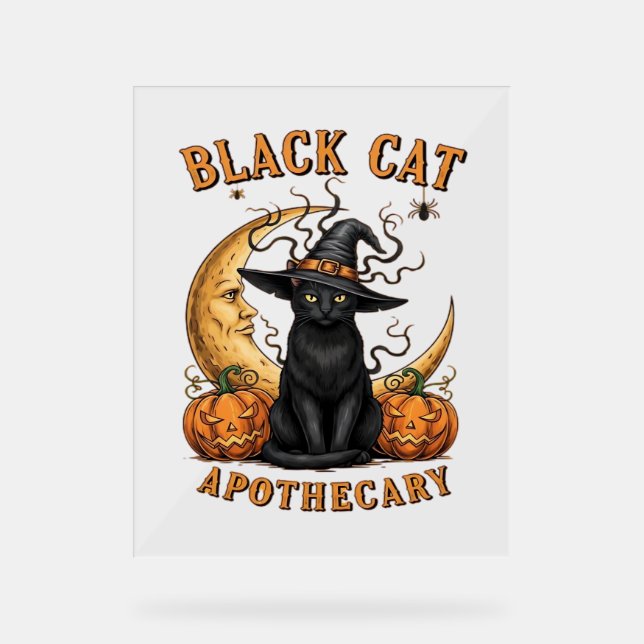 Señal Acrílica Apothecary Black Cat - Luna y Pum de Brujas de Hal (Anverso)