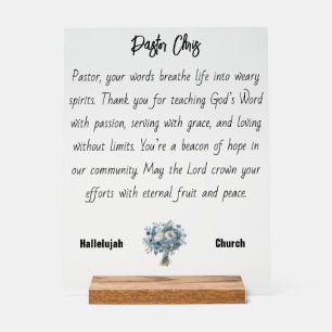 Señal Acrílica Apreciación del Pastor de Flores Azules Rótulo acr