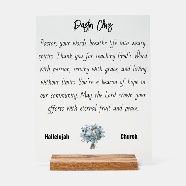 Señal Acrílica Apreciación del Pastor de Flores Azules Rótulo acr (Anverso)