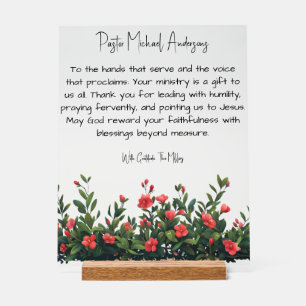 Señal Acrílica Apreciación del Pastor de la cobertura de las flor