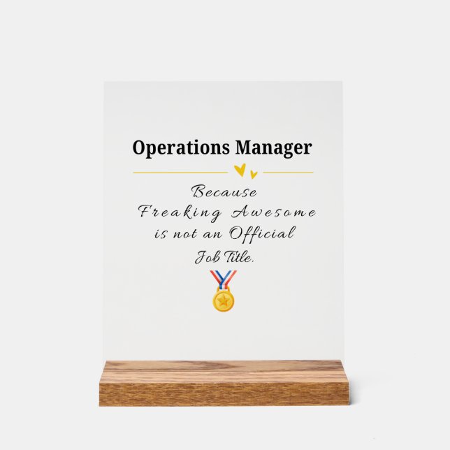 Señal Acrílica Apreciación divertida de Operations Manager (Anverso)