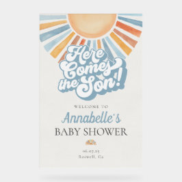 Señal Acrílica Aquí viene la bienvenida de Baby Shower a Son Suns