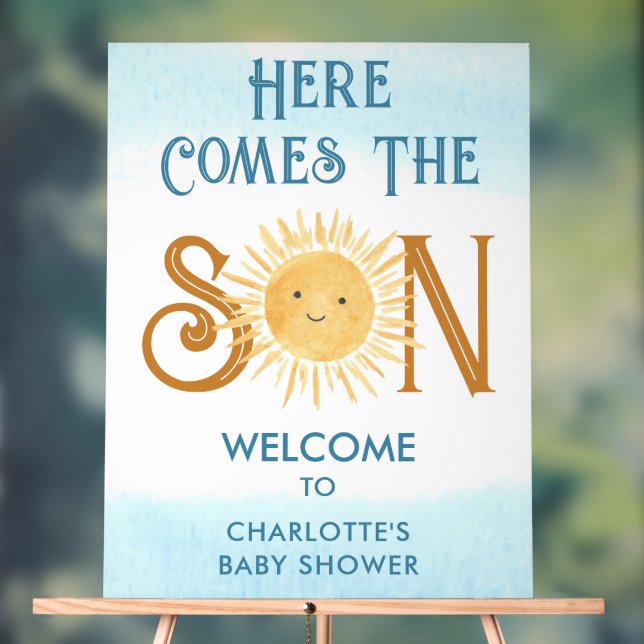 Señal Acrílica Aquí Viene La Bienvenida De Baby Shower De Son (Neutral )