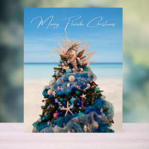 Señal Acrílica Árbol de feriados tropical de playa para Navidades